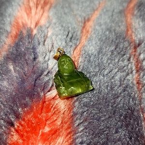 Vintage Jade Buddha Pendent with gold hardware